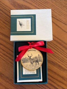 Minnesota Deer Holiday Ornament - Red Ribbon